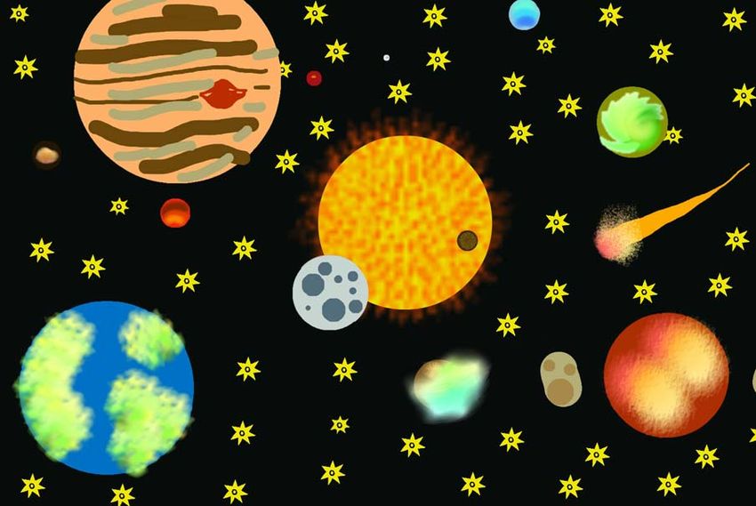 Космос планеты рисунок