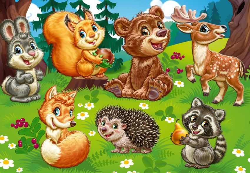Рисунки лесных животных