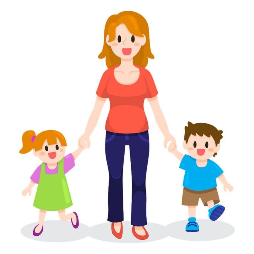 Клипарт мама ведет ребенка Изображение мамы для детей