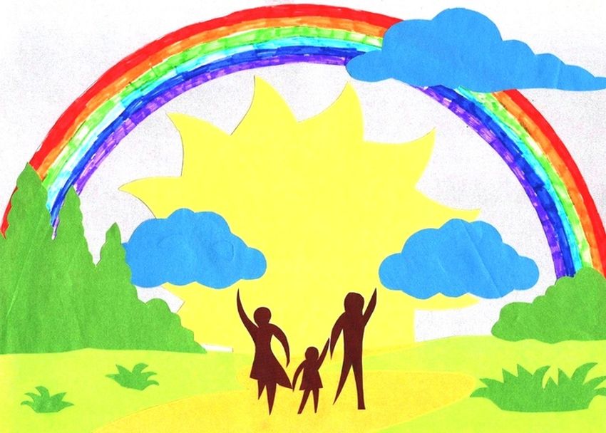 Семья на радуге рисунок