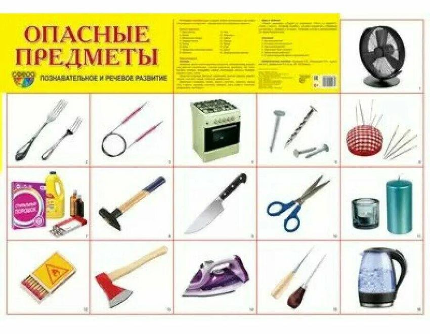 Набор карточек опасные предметы