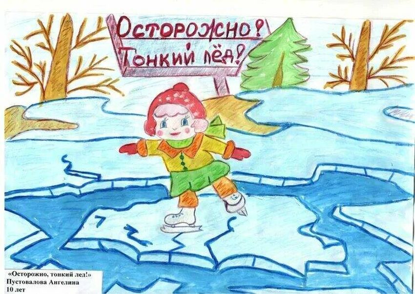 Рисунок на тему безопасность на льду