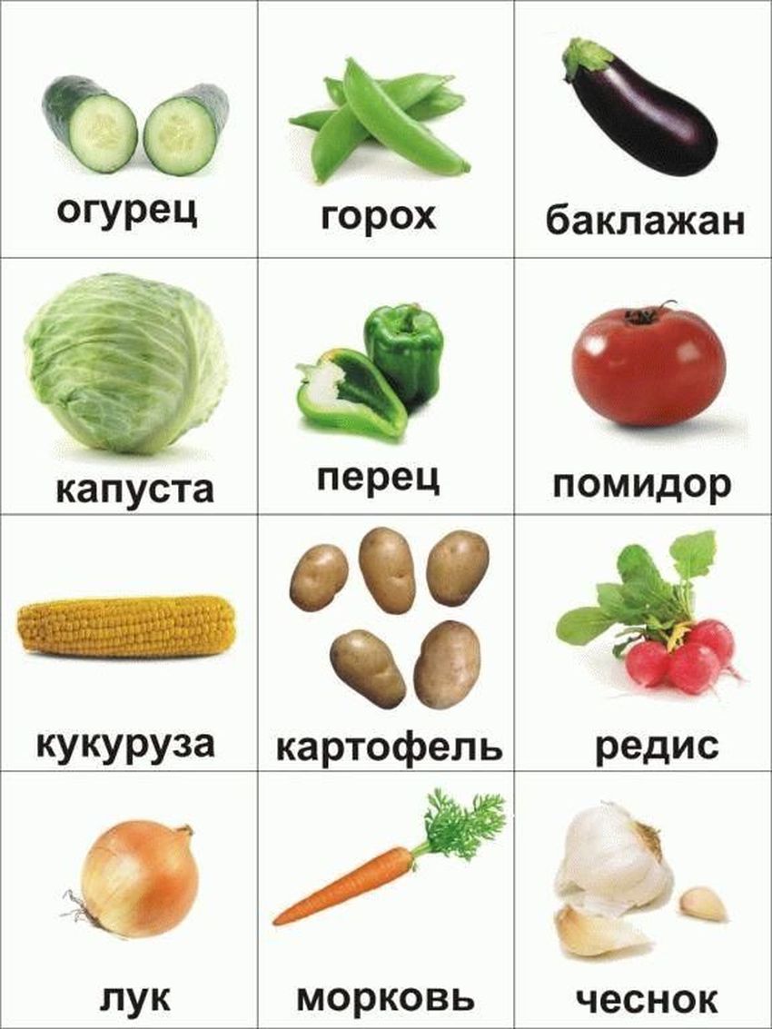 Карточки для детей овощи