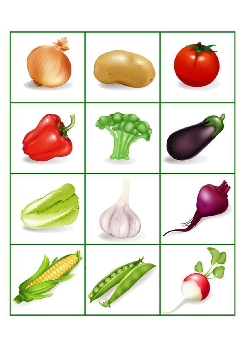 Карточки овощи