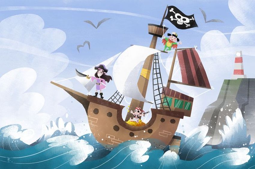 Пиратский корабль мультяшный
