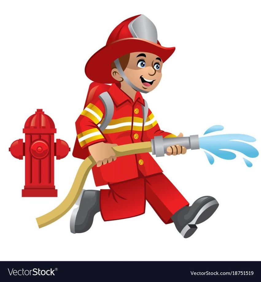 Мальчик пожарный вектор