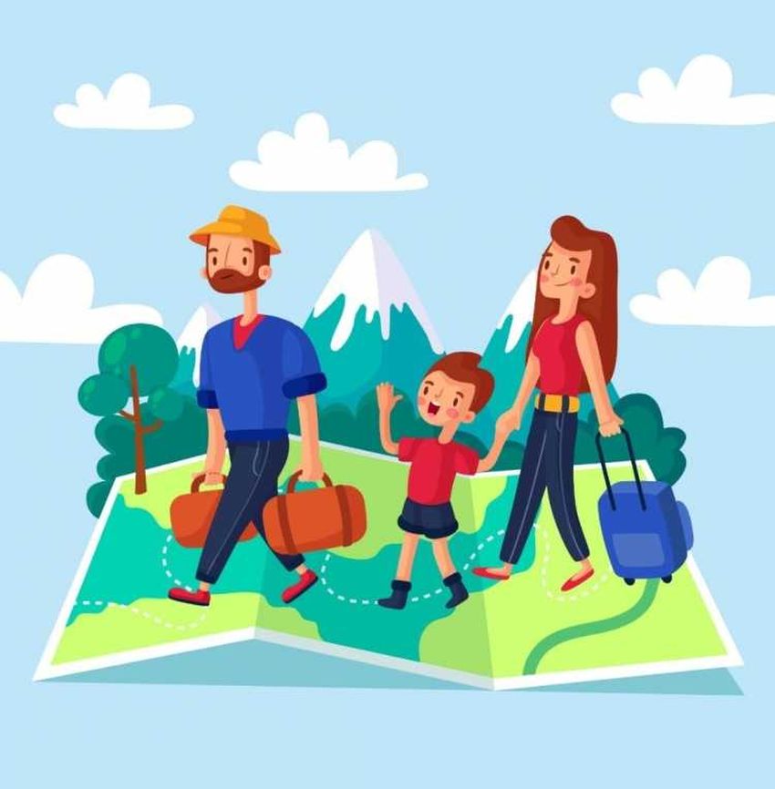 Туризм иллюстрация Путешествие с семьей рисунок