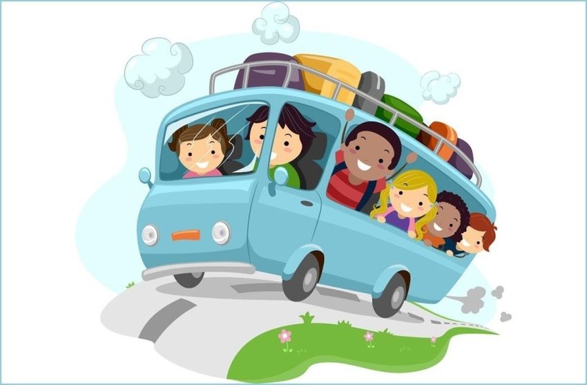 Путешествие с детьми Автобус иллюстрация