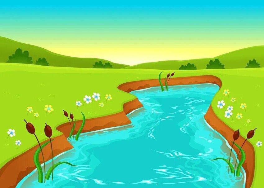 Речка рисунок Речка мультяшная