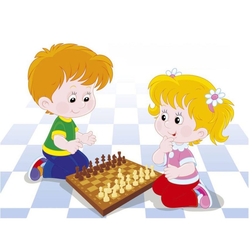 Дети играют в шахматы рисунок