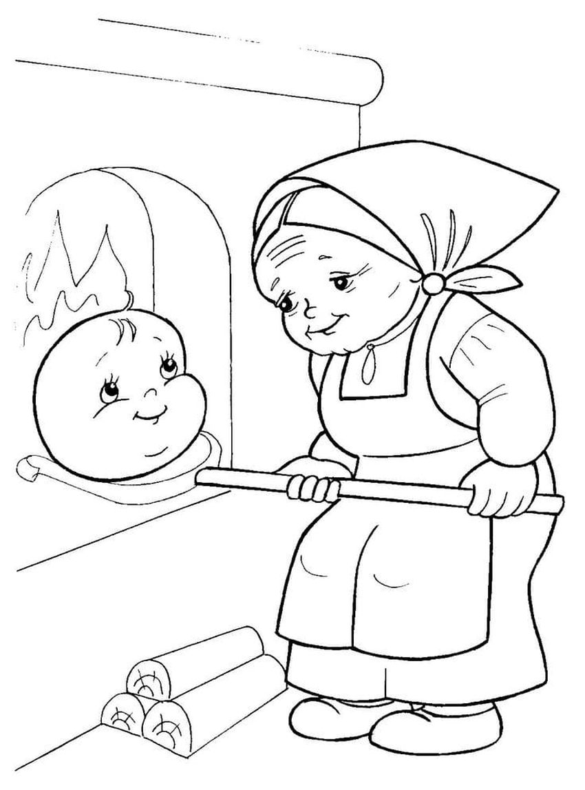 Раскраска колобок для детей