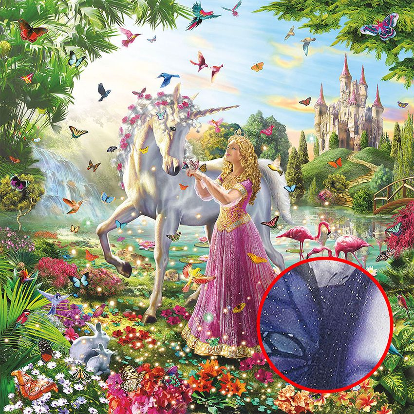 Пазл Алмазная мозайка девушка с единорогом 30х40