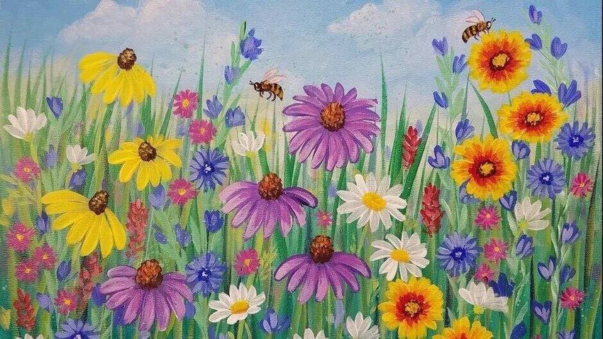 Рисование полевые цветы