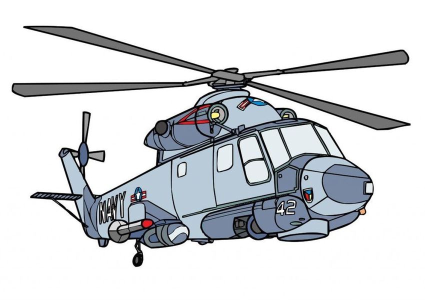 Военный вертолет рисунок