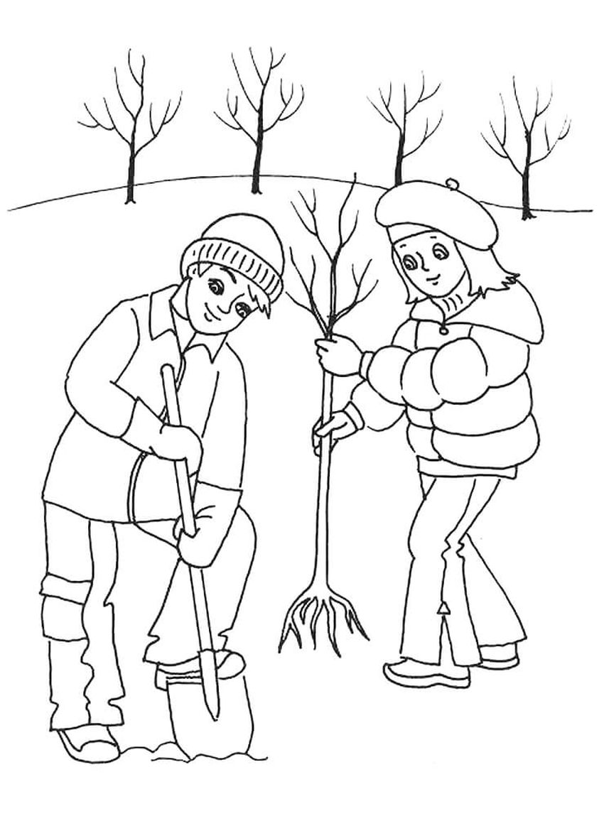 Раскраска труд людей весной Весенние работы раскраска