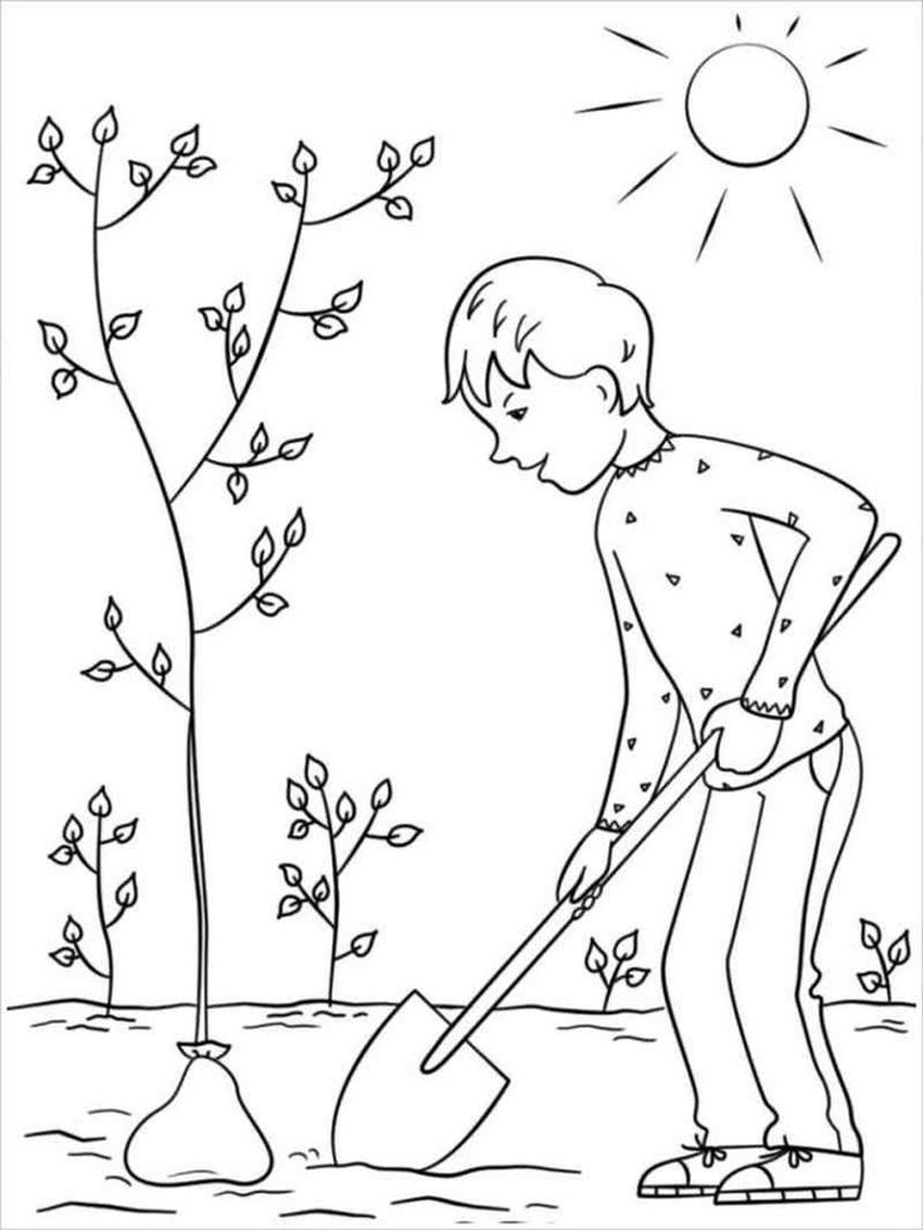 Весенние раскраски для детей Труд людей весной раскраска