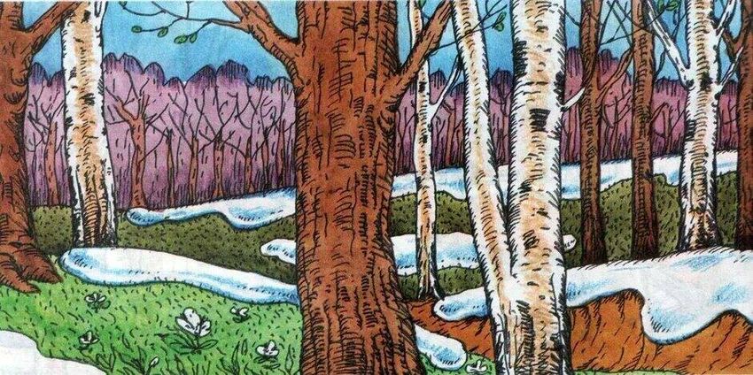 Рисунок весенний лес