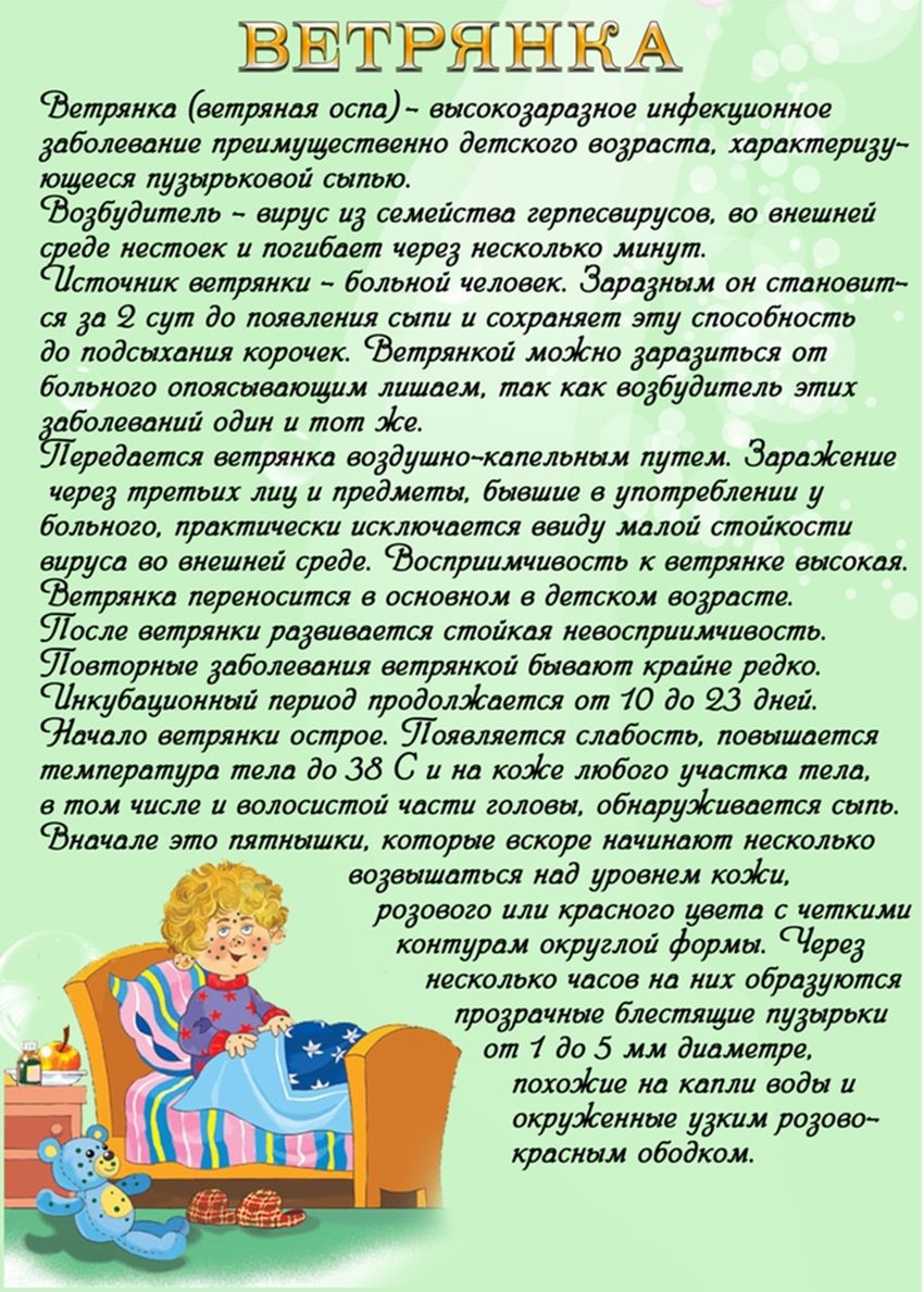 Памятка для родителей для родителей ветряная оспа