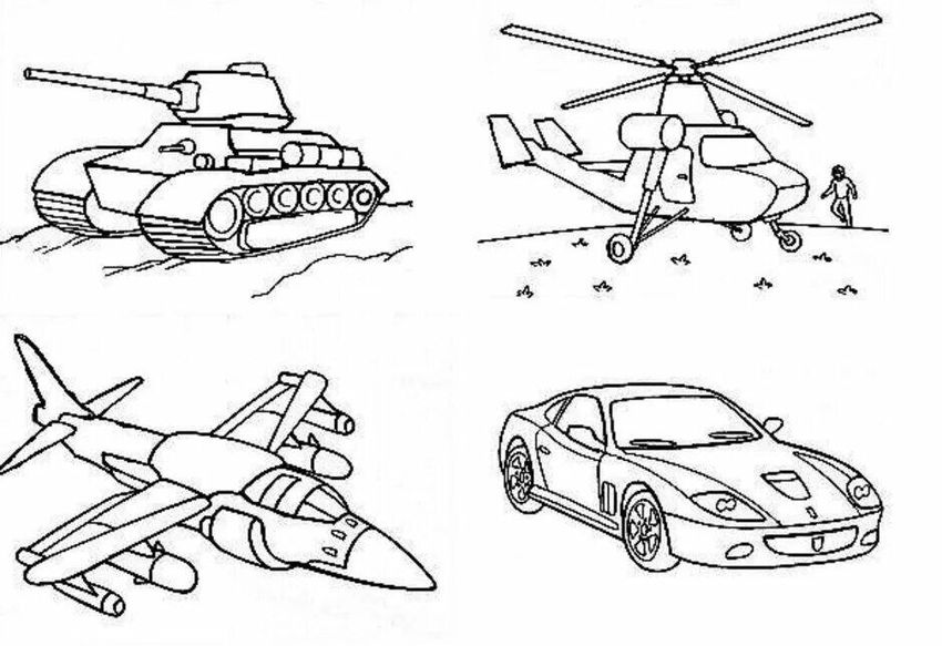 Раскраски для детей военная техника