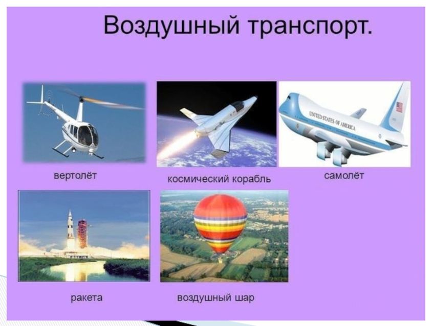 Воздушный транспорт для детей Воздушный транспорт