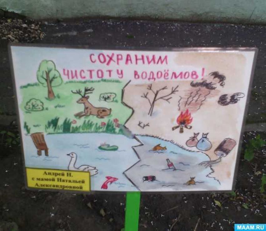 Плакат берегите водоемы Рисунок экологический