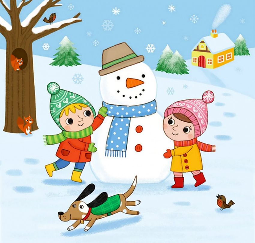 Рисунки про зиму для детей