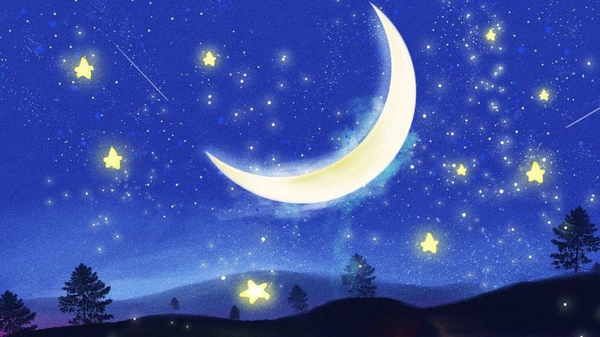 Луна звезды Звездное небо рисунок для детей